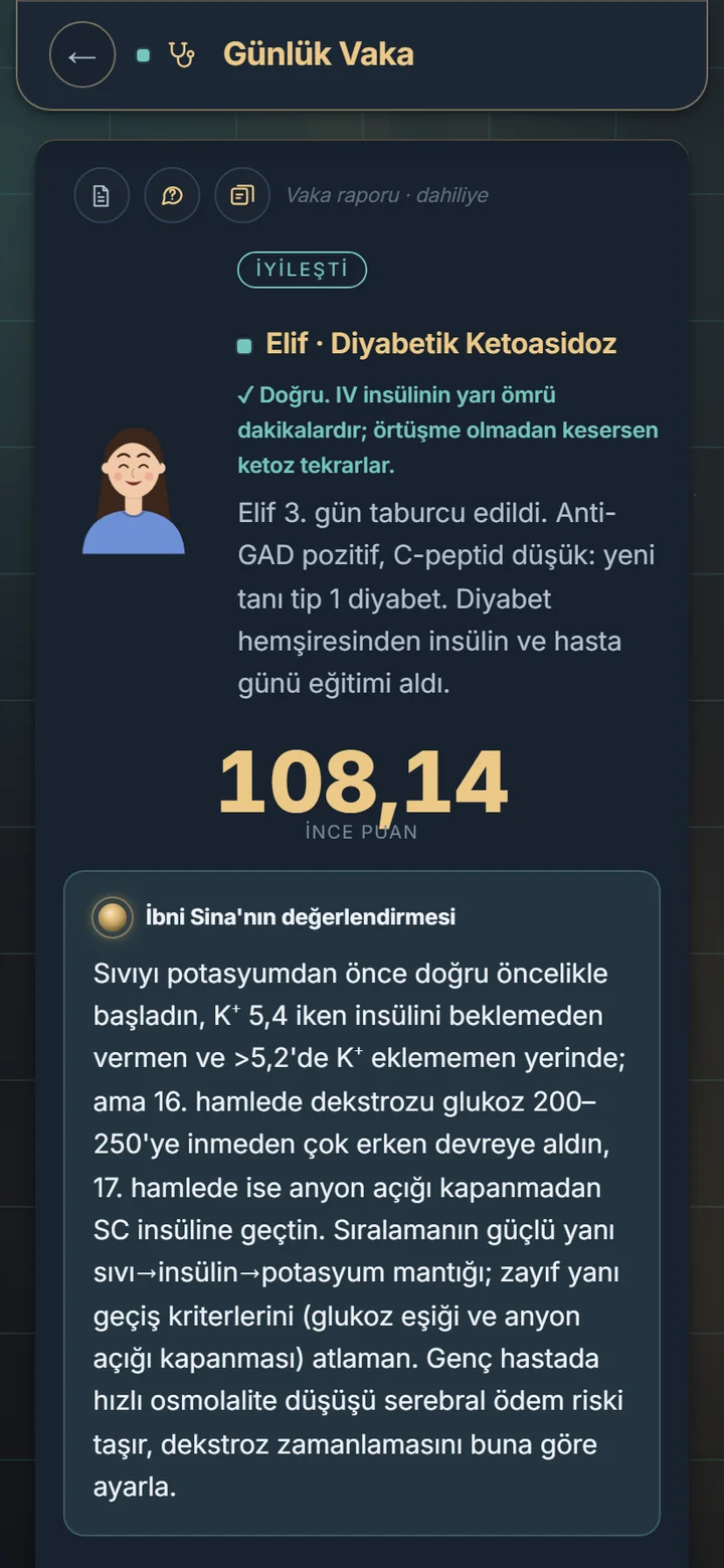 Vaka raporu: sonuç, ince puan ve İbni Sina'nın yazılı değerlendirmesi